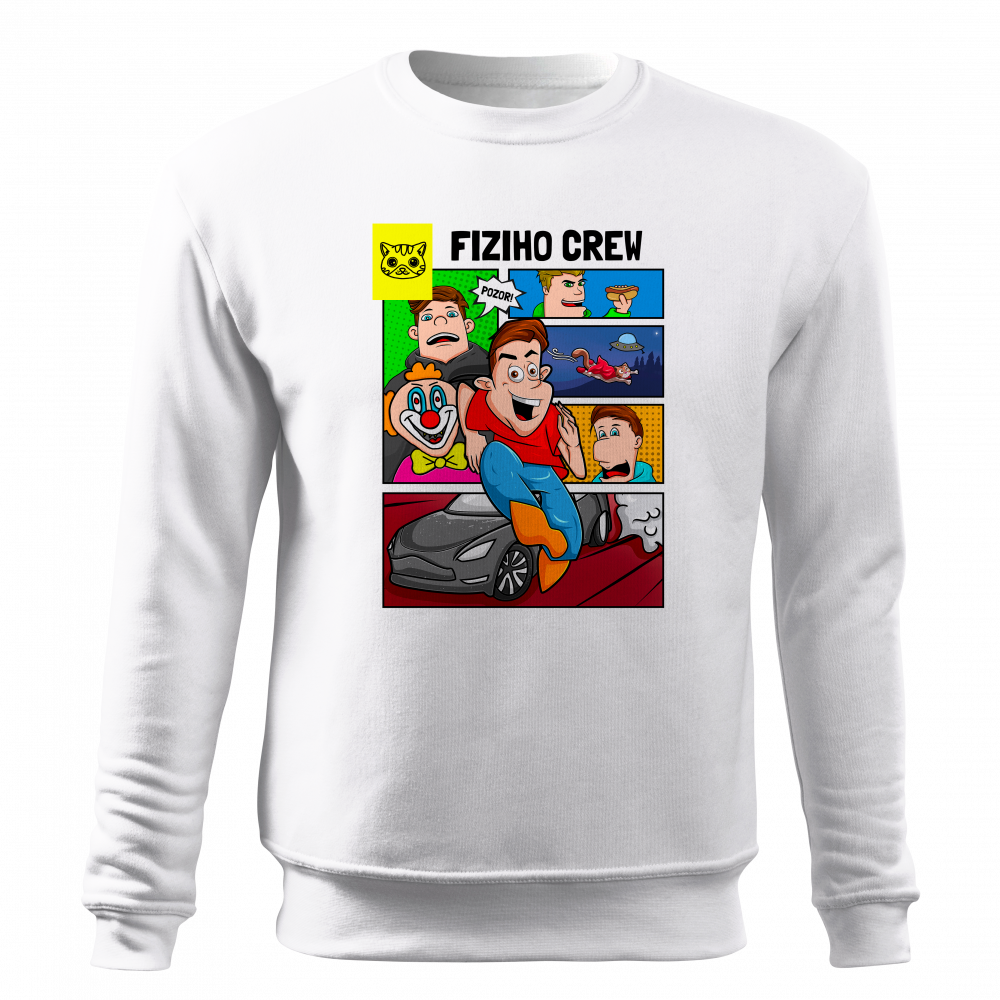 Mikina FIZIcrew KOMIKS - bílá bez kapuce