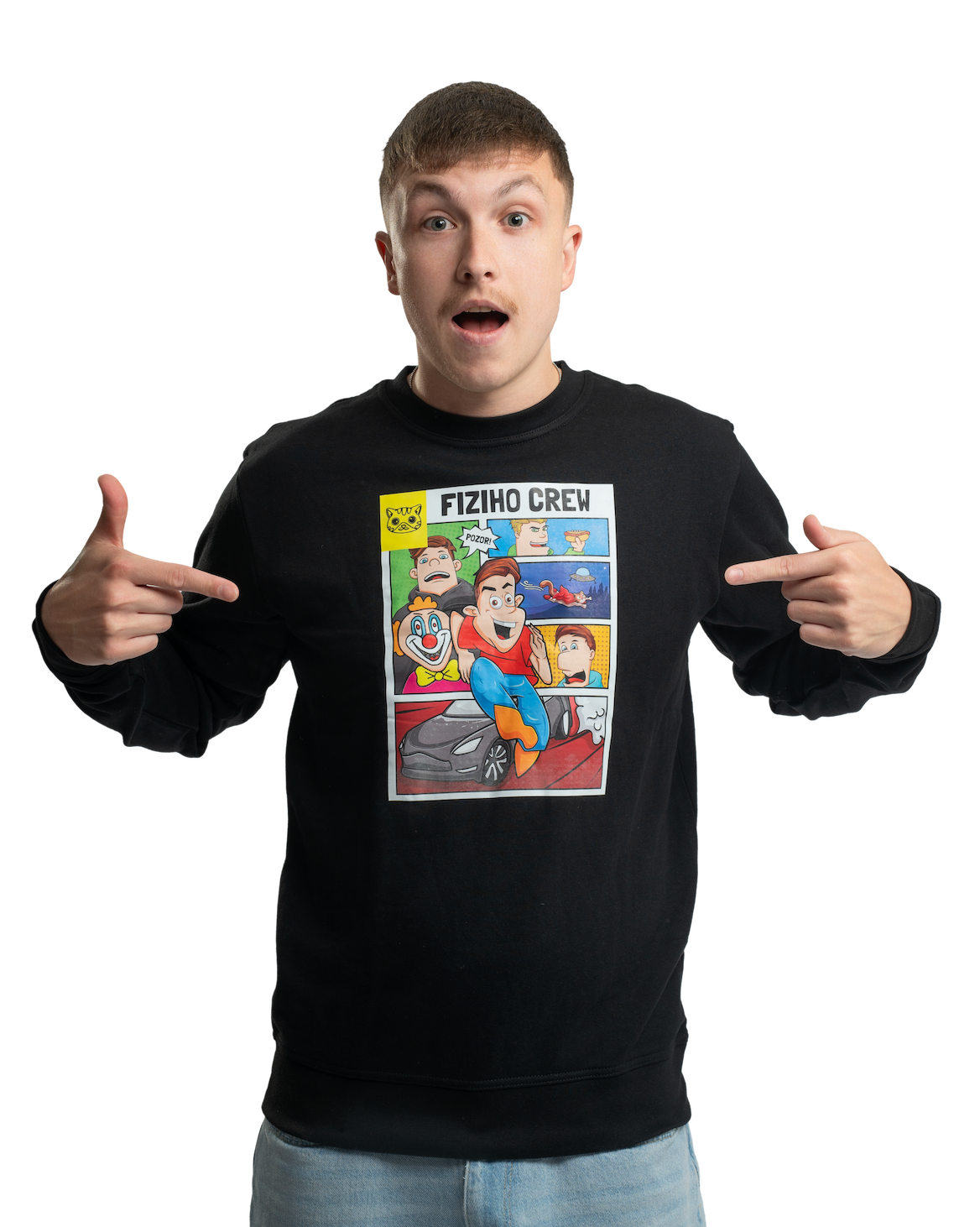 Mikina FIZIcrew KOMIKS - černá bez kapuce