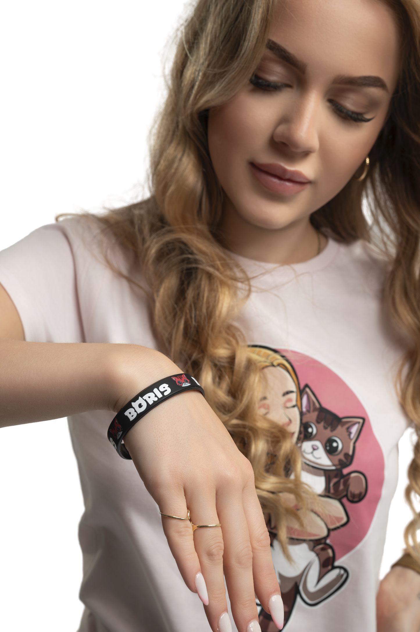 Gumový náramek KOCOUREK BORIS - černý