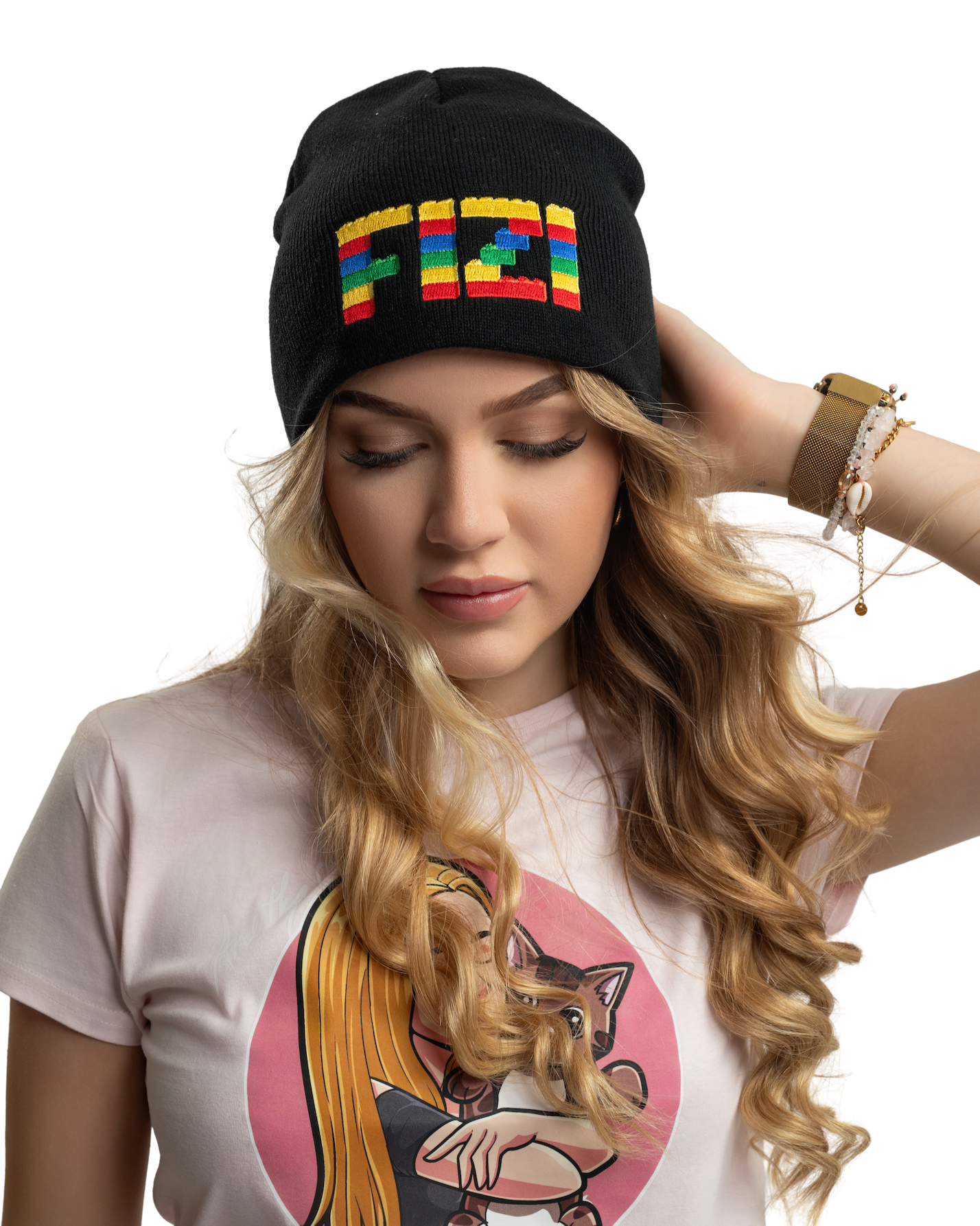 Čepice FIZI z kostek - černá