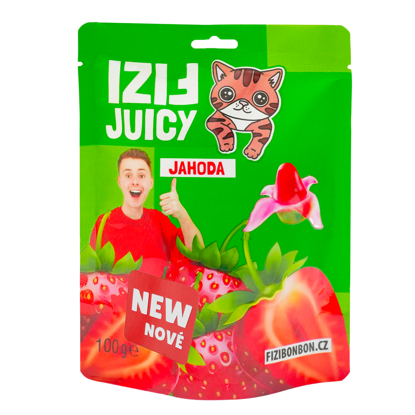 FIZIho JUICY BONBÓNY - Jahoda 100g 5 ks